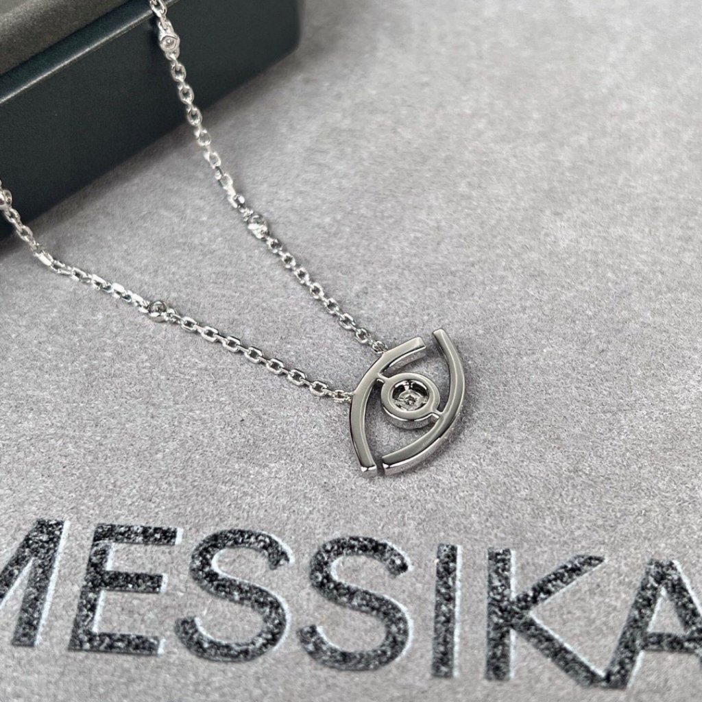 Messika Eye Of Fortune Necklace 18k White Gold Diamond Evil Eye Layering Jewelry 380$